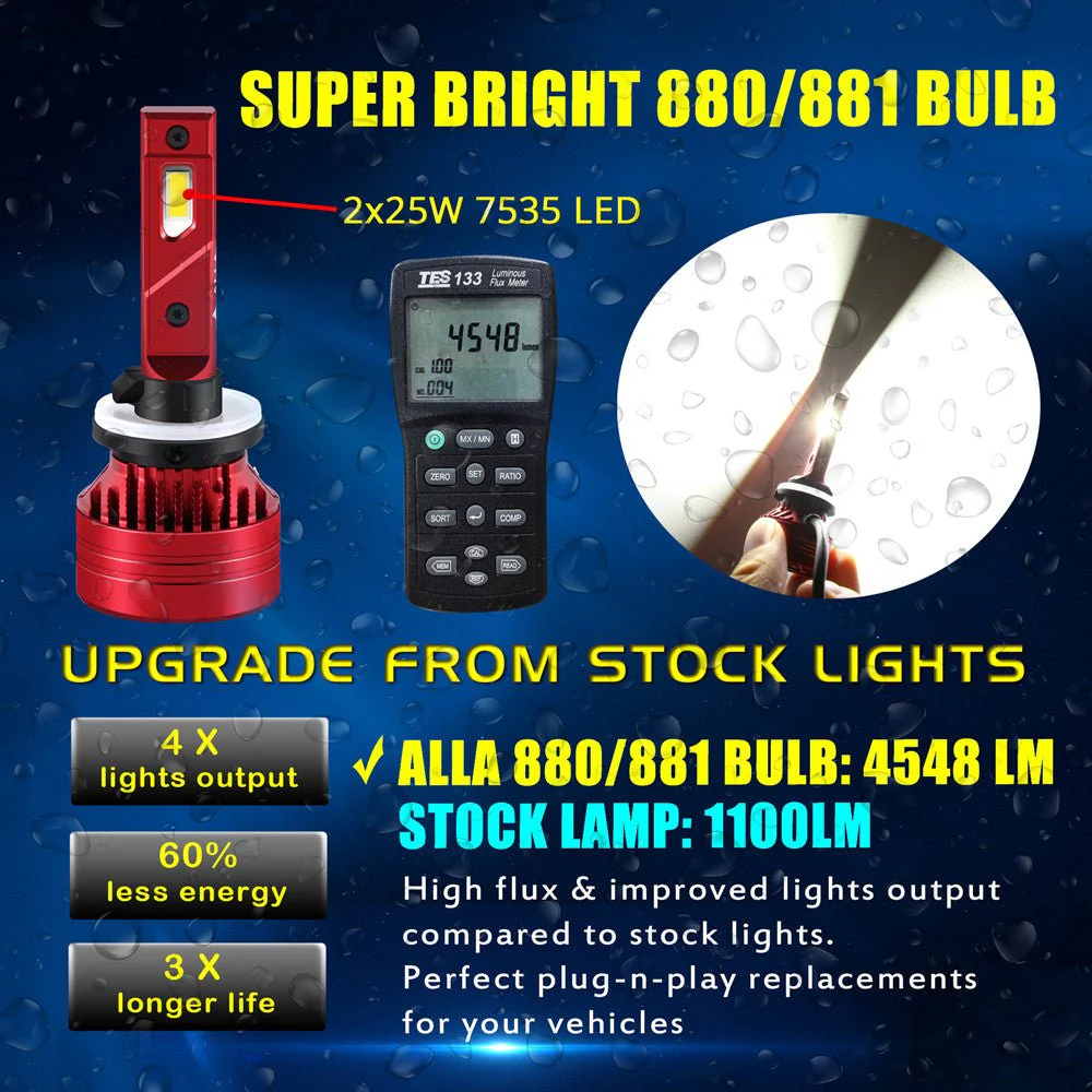 PG13 Base 893 880 LED Bulbs Fog Lights, Forward Lighting, 6000K White - Image 5