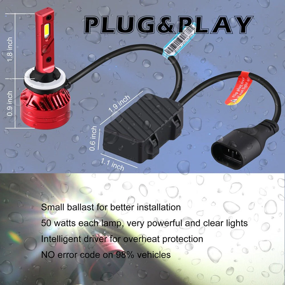 PGJ13 Base 896 881 LED Bulbs Fog Lights, Forward Lighting, 6000K White - Image 8