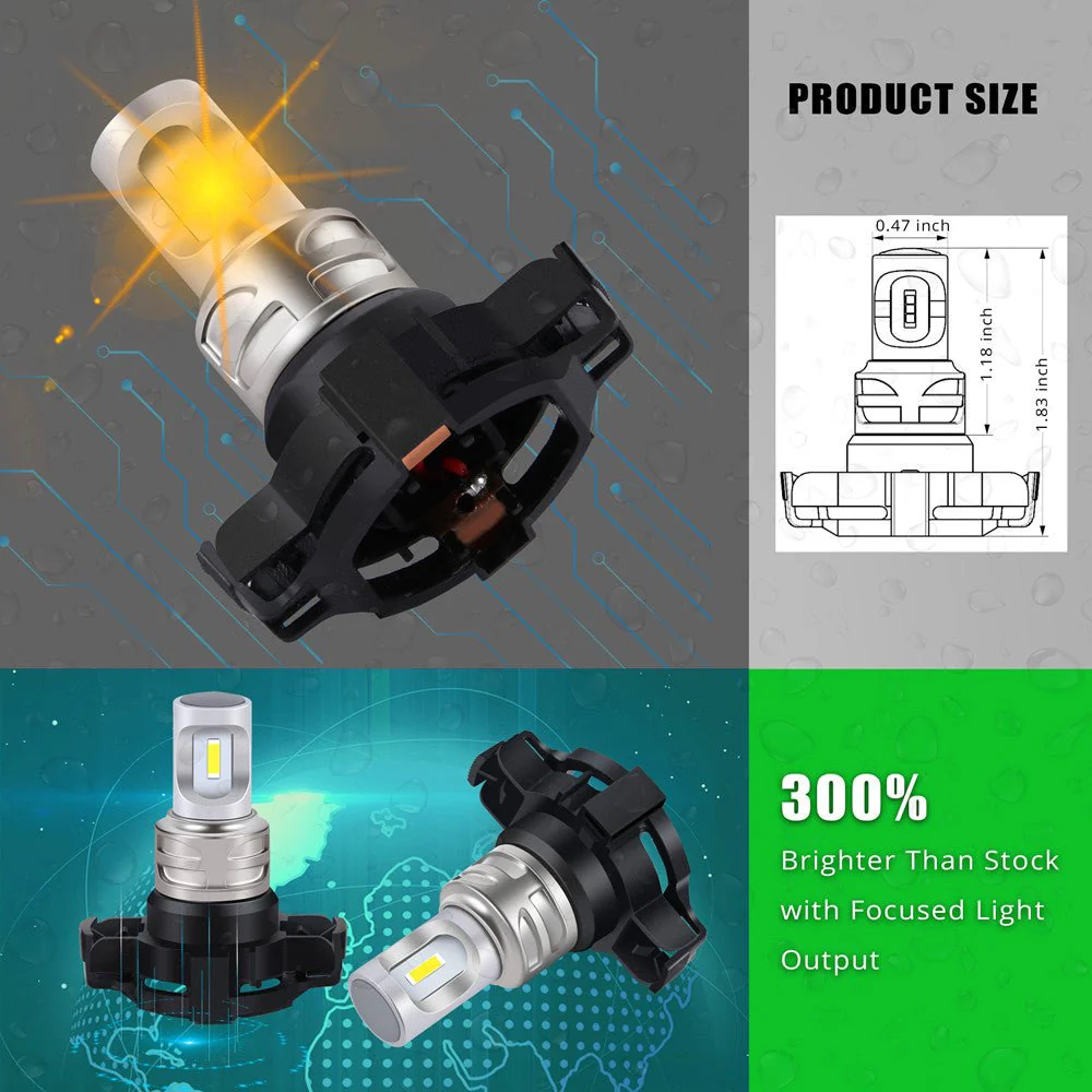 PGU20 5200 PY24W LED Turn Signal Lights Bulbs for BMW, Audi, Yellow - Image 4