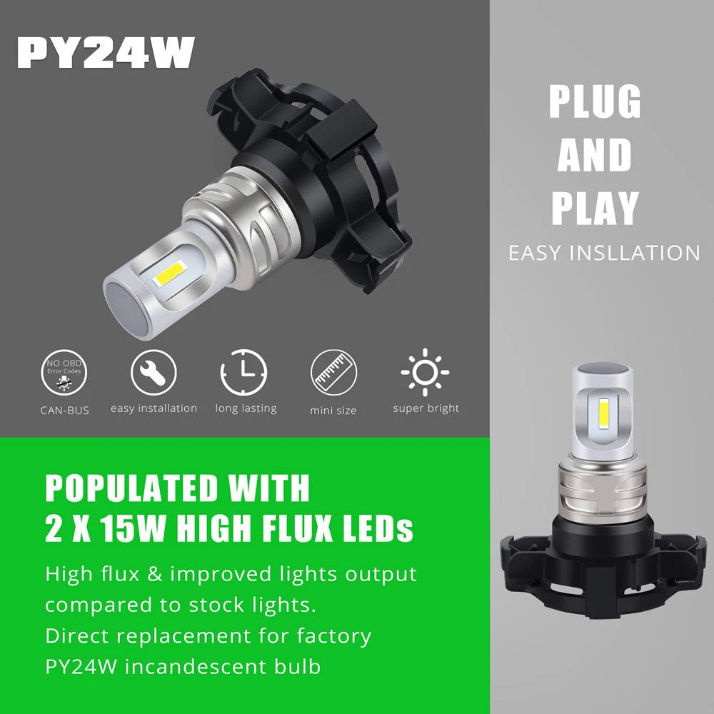 PGU20 5200 PY24W LED Turn Signal Lights Bulbs for BMW, Audi, Yellow - Image 5