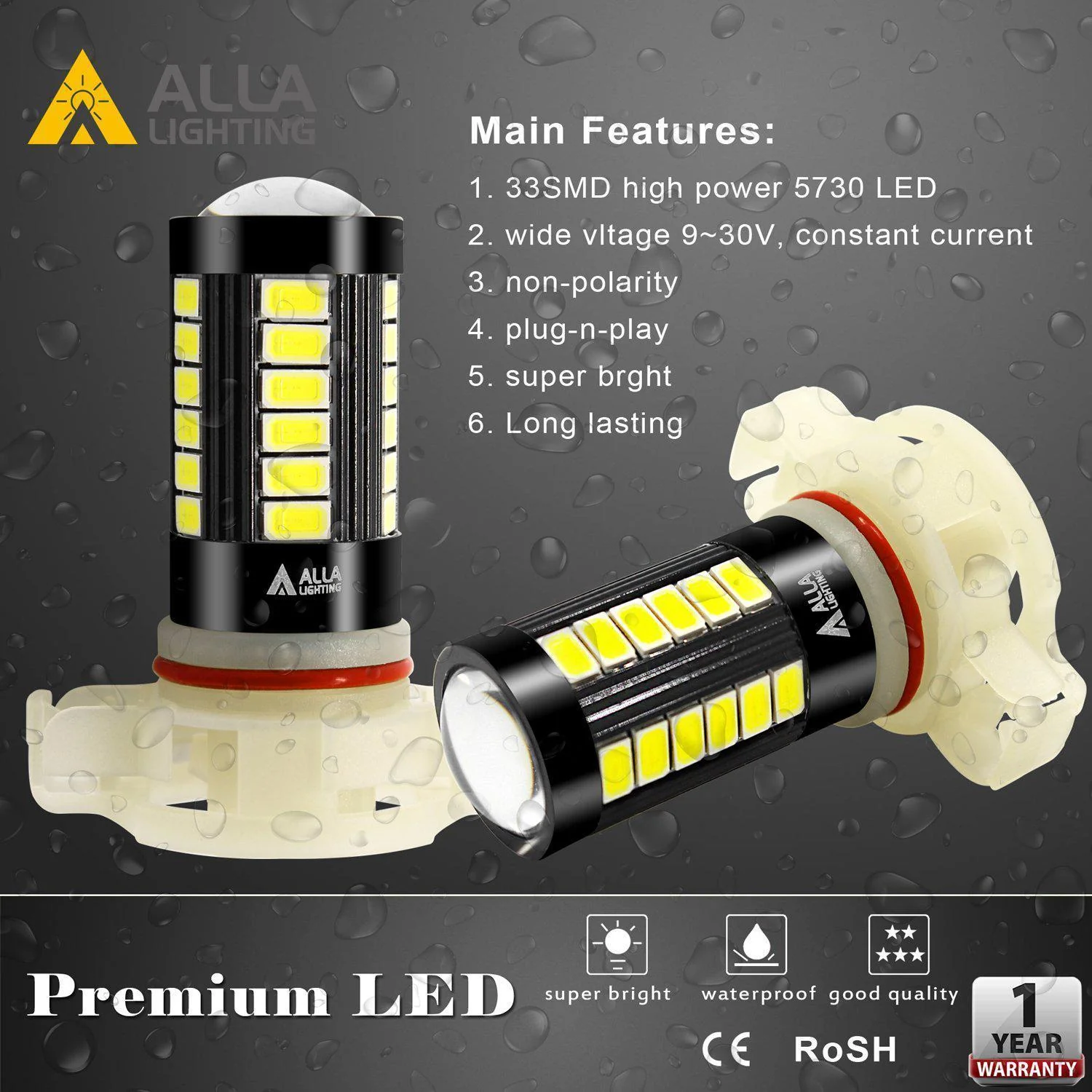 PS19W 5202 LED Fog Lights Bulbs Super Bright 5730-SMD, 6000K Xenon White - Image 3