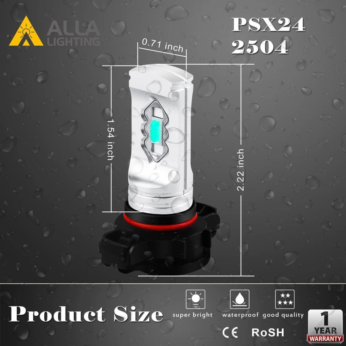 PSX24W 12276 LED Fog Lights Bulbs 12V 2504, 6K White/3K Yellow/Red/8K Blue - Image 7