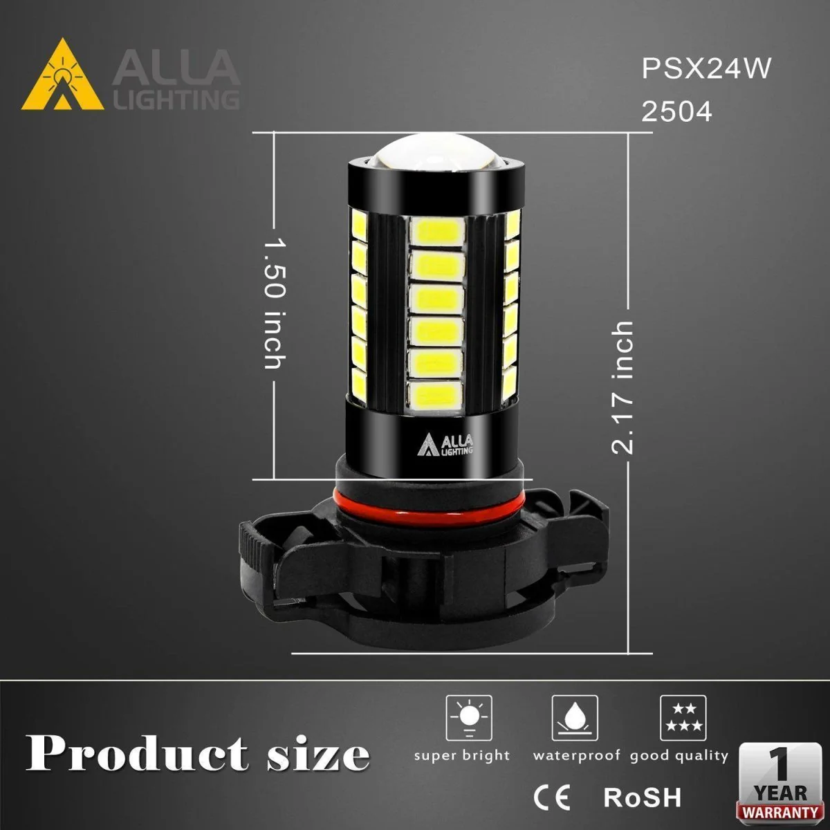 PSX24W 2504 LED Fog Lights Bulbs Super Bright 5730-SMD, 6000K Xenon White - Image 3
