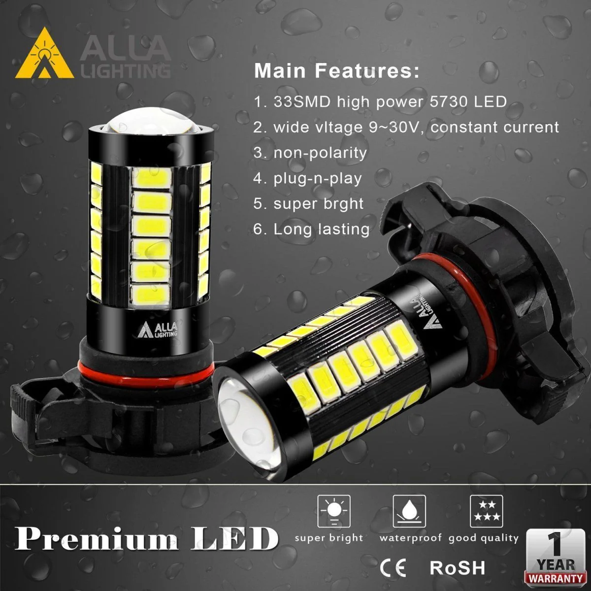 PSX24W 2504 LED Fog Lights Bulbs Super Bright 5730-SMD, 6000K Xenon White - Image 4