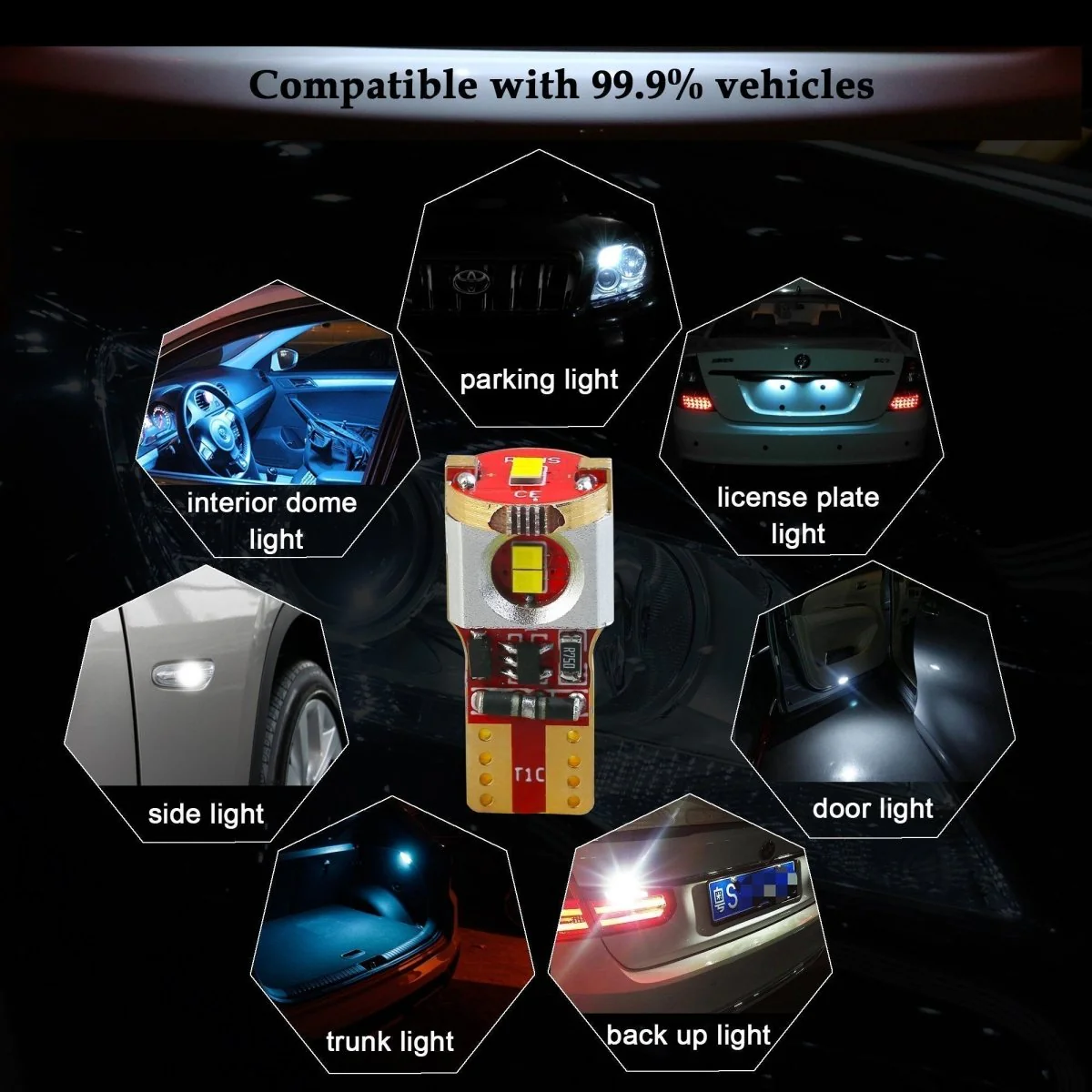 T10 168 194 LED Bulbs License Plate, Interior Map Dome Trunk Lights - Image 14