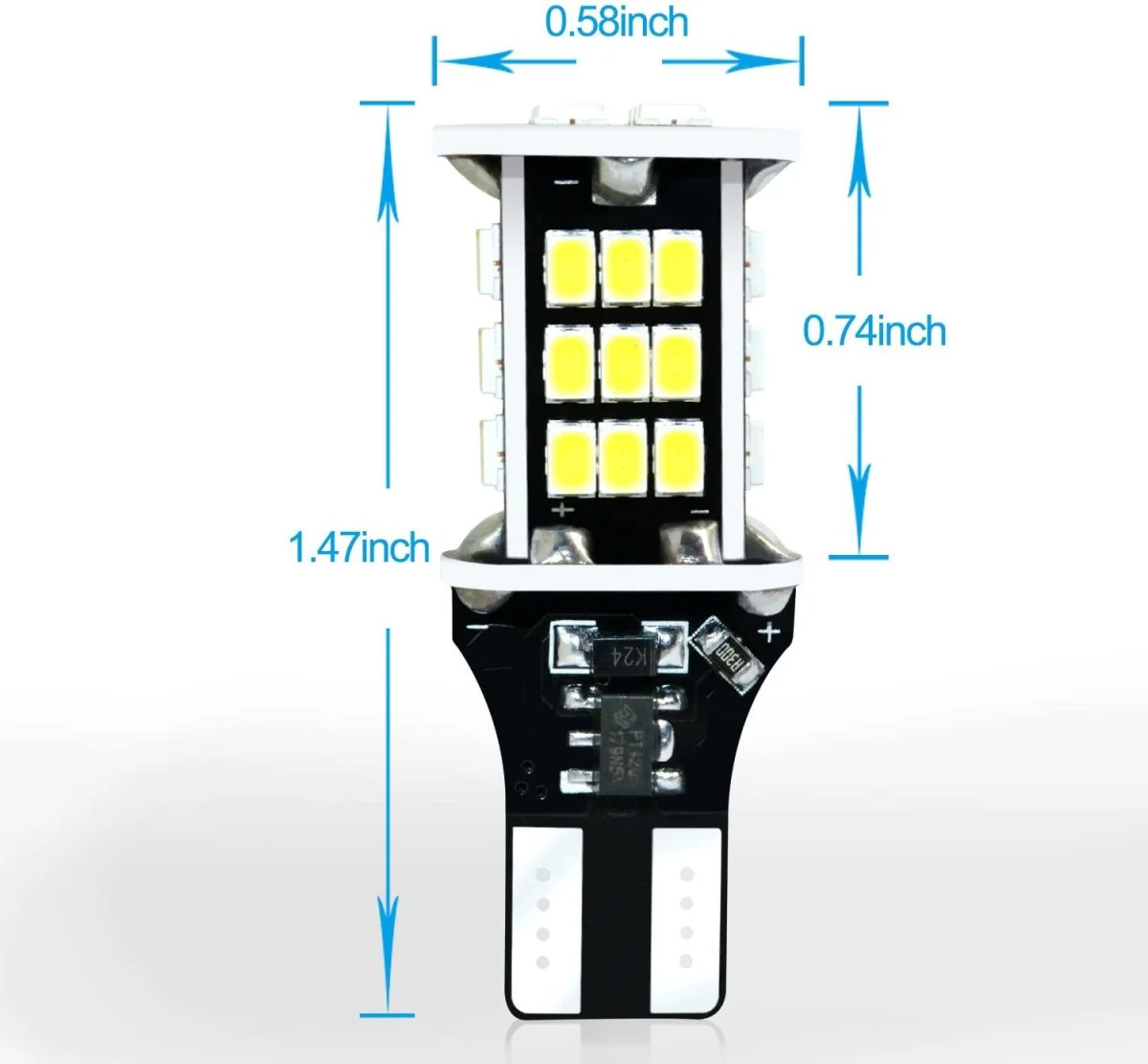 T15 921 W16W LED Back up Reverse Lights Bulbs 912, 6K Xenon White - Image 8
