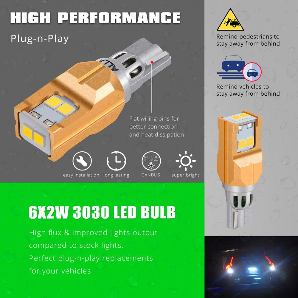 T15 Wedge 912 921 LED Bulbs Back-up Reverse Lights, 12V 6000K White - Image 3