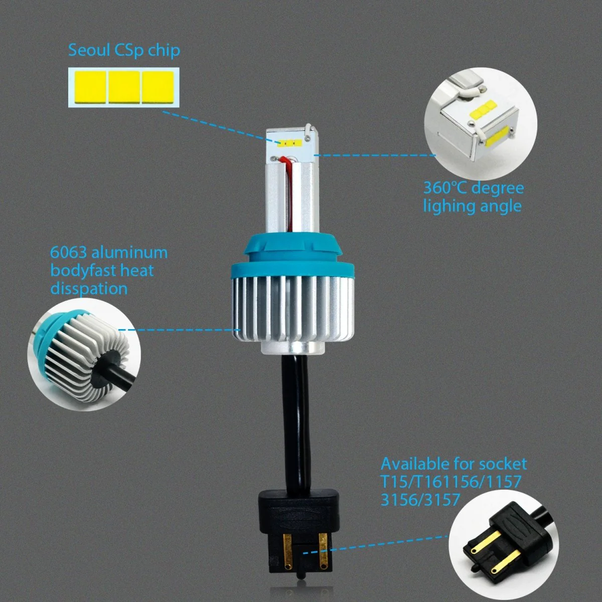 W21W 7440 LED Reverse Lights Backup Bulbs Replacement Upgrade 12V 21W - Image 5